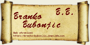 Branko Bubonjić vizit kartica